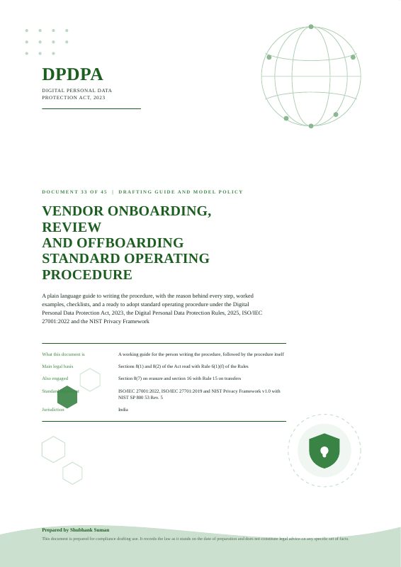 First page of Vendor Onboarding, Review and Offboarding SOP