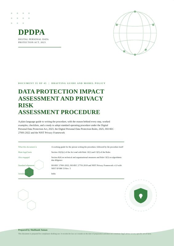 First page of DPIA and Privacy Risk Assessment SOP