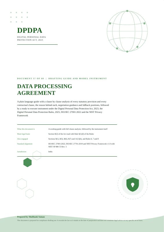 First page of DPDP Data Processing Agreement