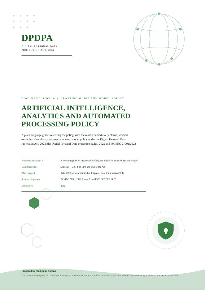 First page of Artificial Intelligence, Analytics and Automated Processing Policy