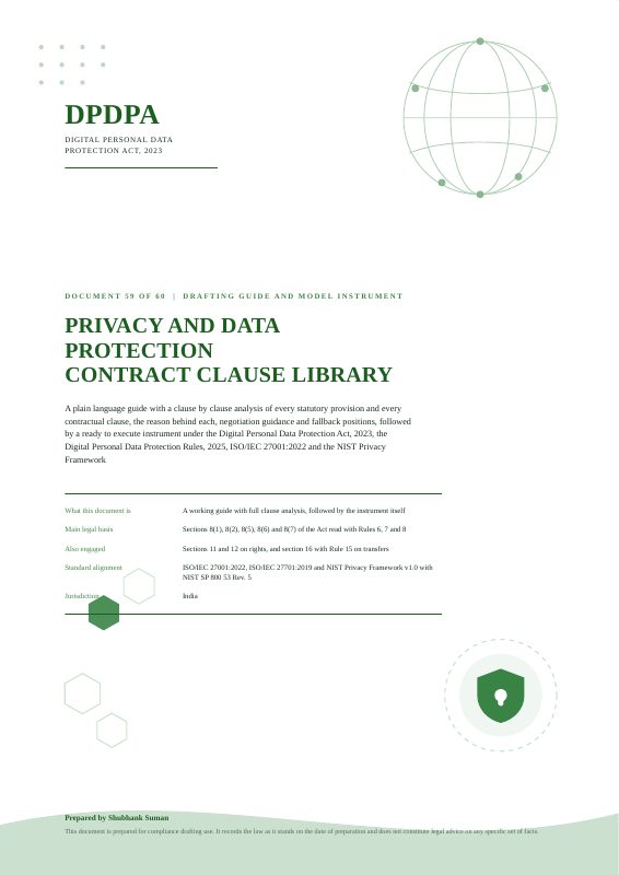 First page of Privacy and Data Protection Contract Clause Library