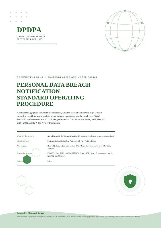 First page of Personal Data Breach Notification SOP