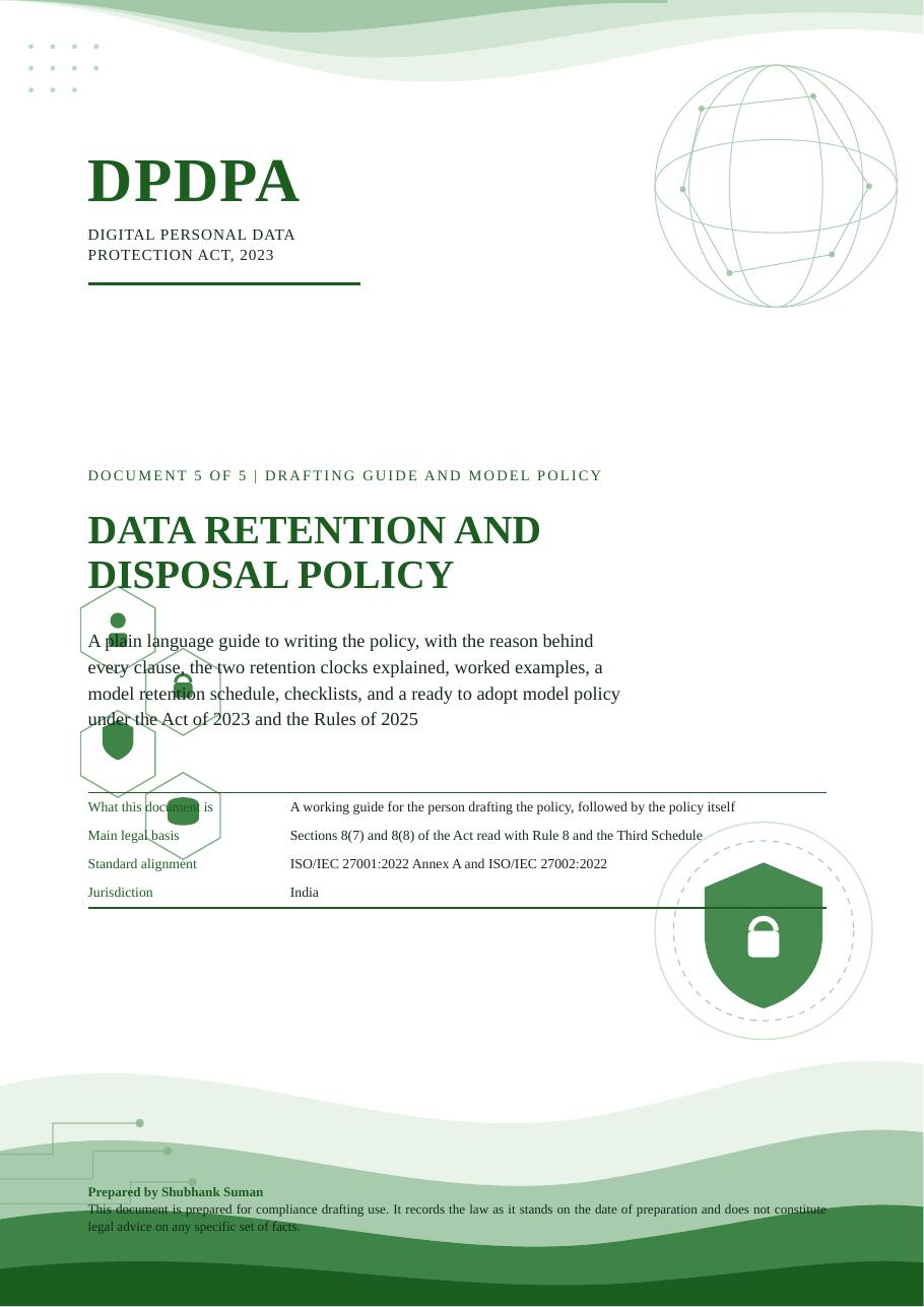 First page of Data Retention and Disposal Policy