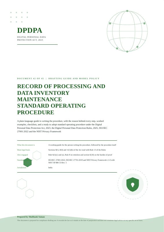 First page of ROPA and Data Inventory Maintenance SOP