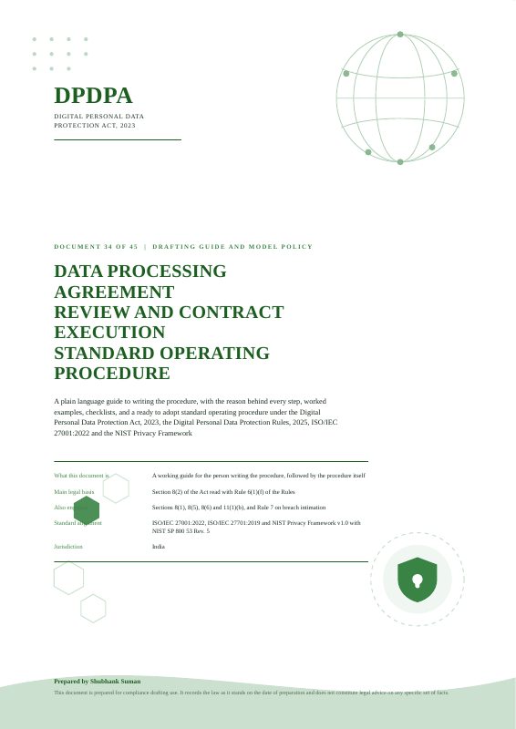 First page of DPA Review and Contract Execution SOP