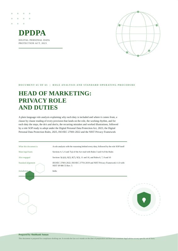 First page of Marketing Head Privacy Role SOP