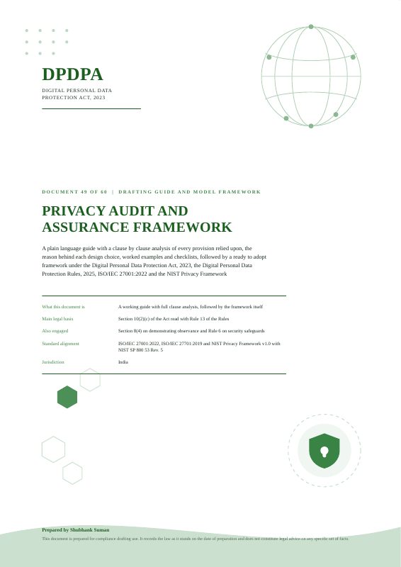 First page of Privacy Audit and Assurance Framework
