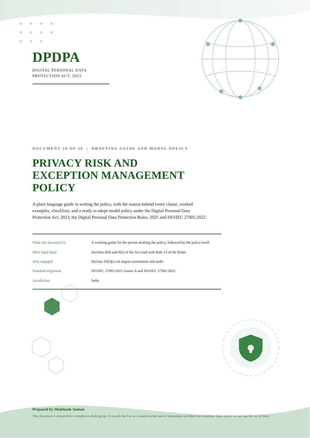 First page of Privacy Risk and Exception Management Policy