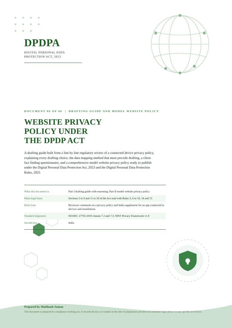 First page of Website Privacy Policy under the DPDP Act