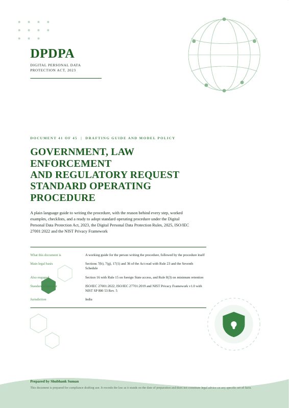 First page of Government, Law Enforcement and Regulatory Request SOP