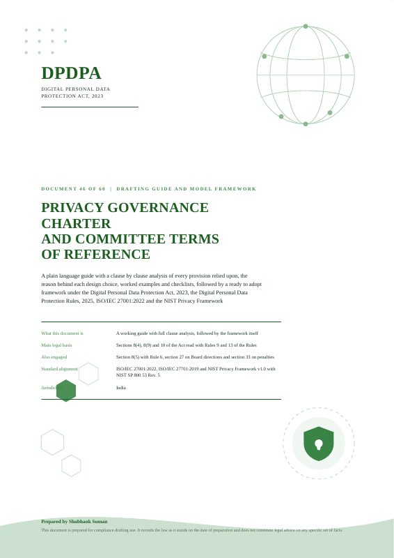 First page of Privacy Governance Charter and Committee Terms of Reference